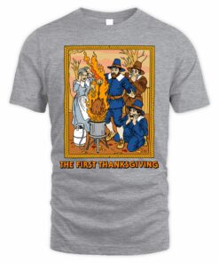 First Thanksgiving Pilgrim Turkey Funny Graphic T-Shirt