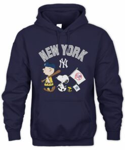 Yankees Snoopy & Charlie Brown Peanuts Crossover Baseball Flag Hoodie