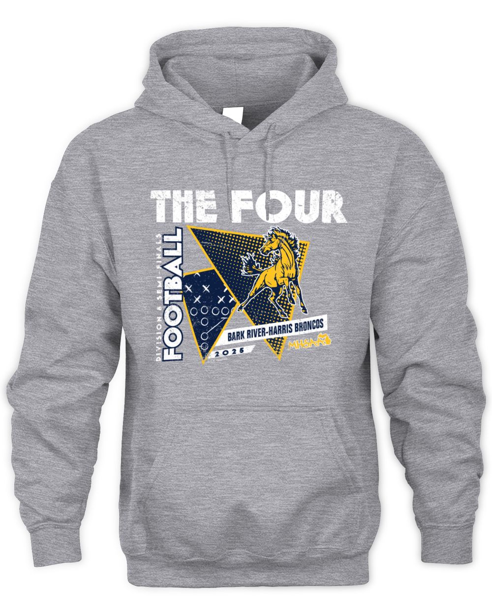 Official 2025 MHSAA Football D8 The Four Bark River-Harris Broncos Hoodie