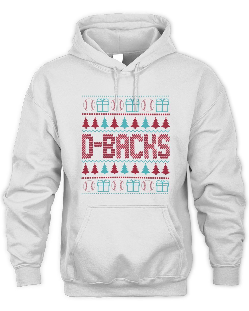 Arizona Diamondbacks Christmas Baseball Trees Presents Ugly Sweater Hoodie