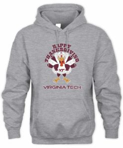 Virginia Tech Hokies Turkey Helmet Happy Thanksgiving Hoodie