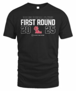 College Football Playoff 2025 First Round Ole Miss Rebels Black Official T Shirt
