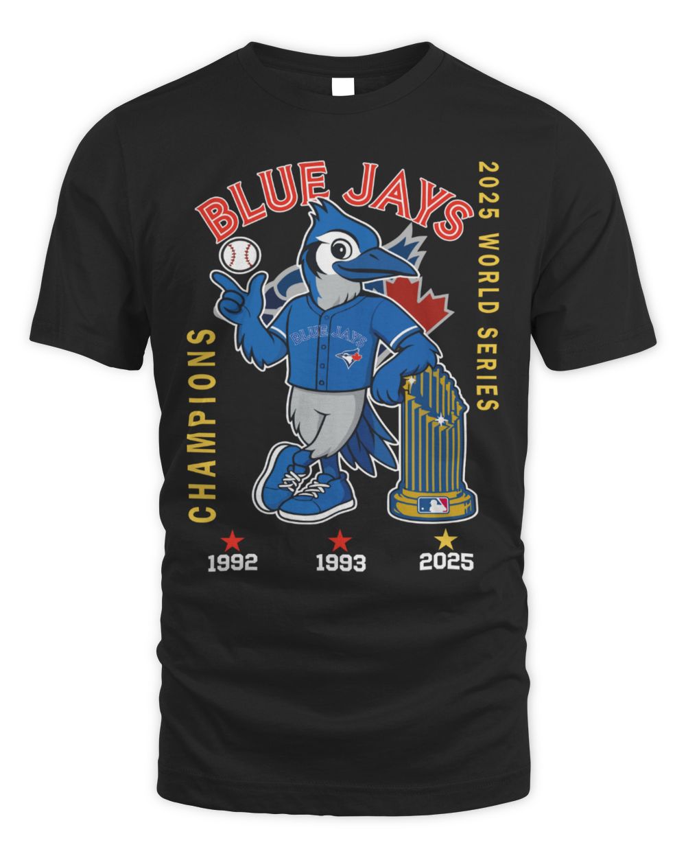 Toronto Blue Jays 1992 1993 2025 World Series Champions Mascot T-Shirt