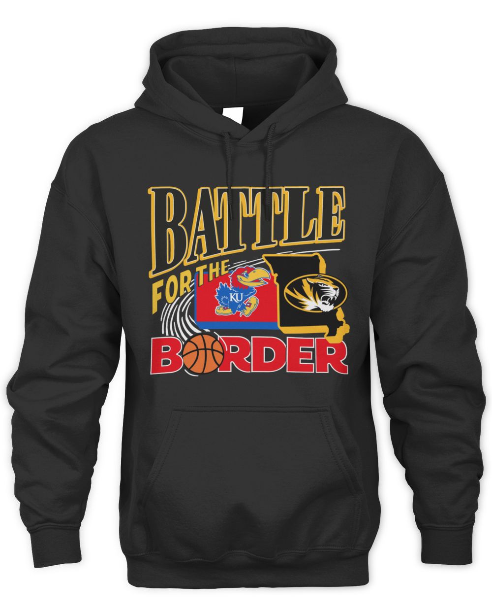 Basketball Battle For The Border Kansas Missouri Rivalry Graphic Hoodie