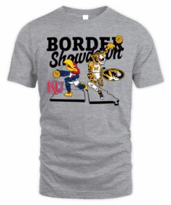 Basketball Border Showdown KU vs Mizzou Mascot Rivalry T-Shirt