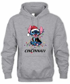 Cincinnati Bearcats Stitch Santa Christmas Lights Hoodie