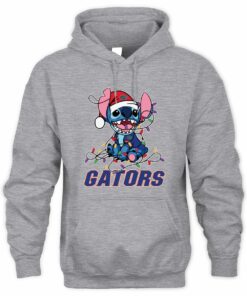 Florida Gators Stitch Santa Christmas Lights Hoodie
