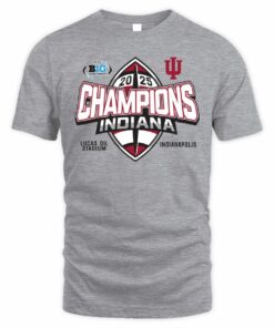 Big Ten Championship Shop Indiana Hoosiers Grey Blue 84 2025 Big Ten Football Champions T Shirt
