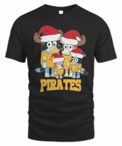 Pittsburgh Pirates Bluey Santa Family Christmas Baseball T-Shirt