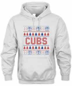 Chicago Cubs Christmas Baseball Trees Presents Ugly Sweater Hoodie