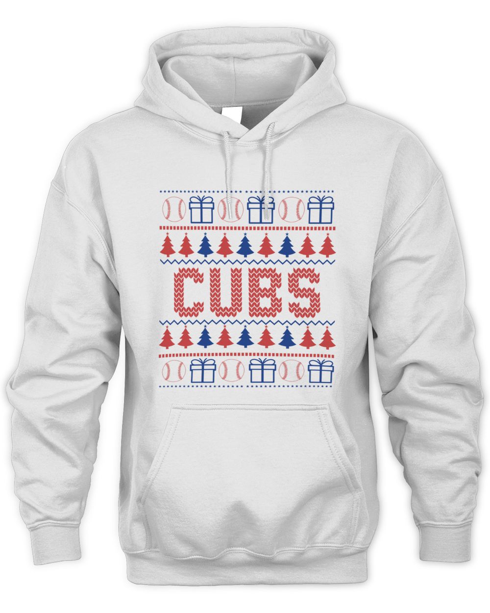 Chicago Cubs Christmas Baseball Trees Presents Ugly Sweater Hoodie