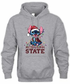 Mississippi State Bulldogs Stitch Santa Christmas Lights Hoodie