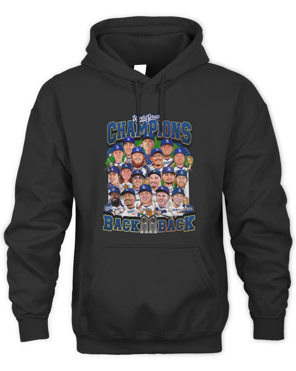 Dodgers Back To Back Champions Team Trophy Graphic Hoodie