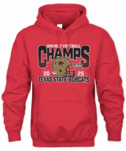 NCAA Shop Sun Belt Champs 2025 Texas State Bobcats Helmet Graphic Hoodie