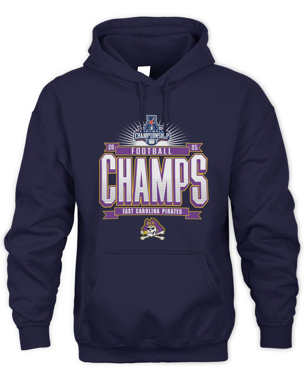 American Athletic Conference Football Champions 2025 East Carolina Pirates Hoodie