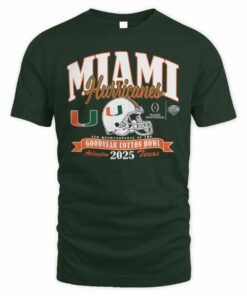 NCAA Shop Unisex Blue 84 Green Miami Hurricanes College Football Playoff 2025 Cotton Bowl T-Shirt