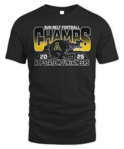 App State Mountaineers 2025 Sun Belt Football Champs Helmet T-Shirt