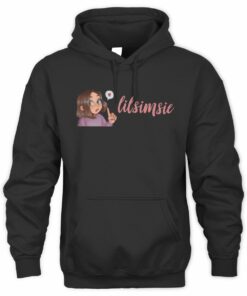 Lilsimsie Merch Lilsimsie Character Art Pink Script Logo Cute Illustration Hoodie
