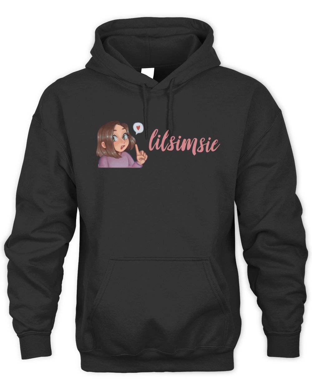 Lilsimsie Merch Lilsimsie Character Art Pink Script Logo Cute Illustration Hoodie