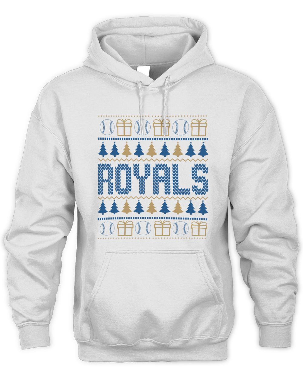 Kansas City Royals Christmas Baseball Trees Presents Ugly Sweater Hoodie