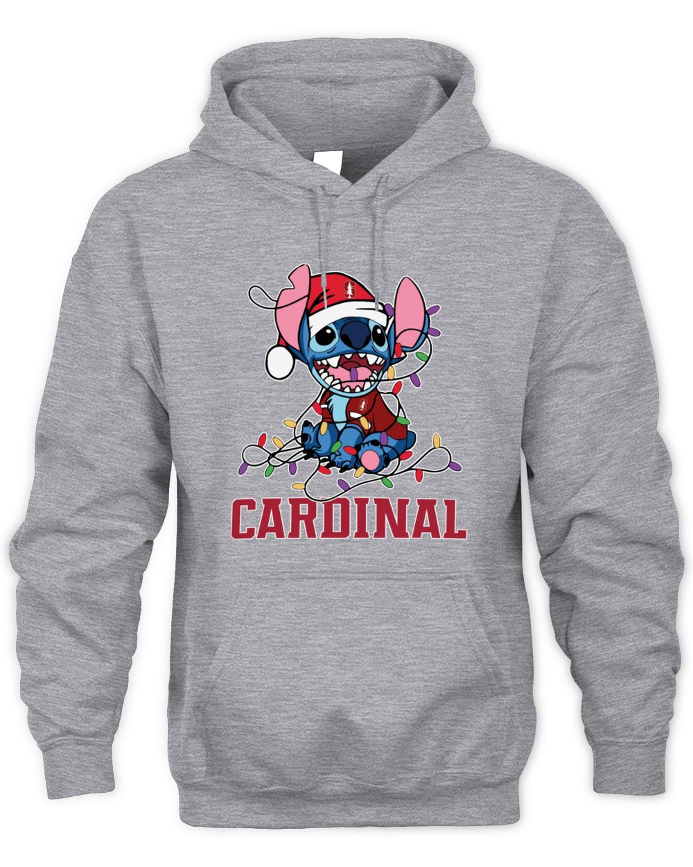 Stanford Cardinal Stitch Santa Christmas Lights Hoodie