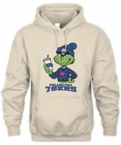 Philadelphia 76ers Grinch Christmas Coffee Heart Basketball Holiday Hoodie
