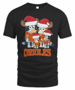 Baltimore Orioles Bluey Santa Family Christmas Baseball T-Shirt