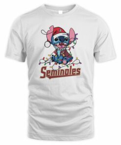 Florida State Seminoles Cute Stitch Christmas Lights NCAA T-Shirt