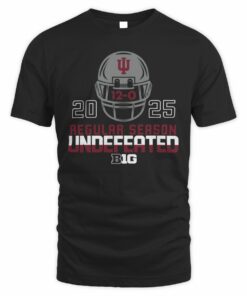 Indiana Hoosiers Black Blue 84 Football 2025 Undefeated Regular Season Short Sleeve T Shirt
