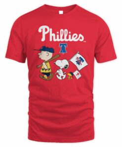 Philadelphia Phillies Snoopy Charlie Brown Peanuts Flag T-Shirt
