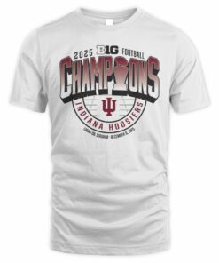 Big Ten Championship Shop Mens Indiana Hoosiers White Blue 84 2025 Big Ten Football Champions T Shirt
