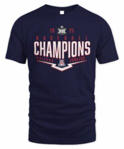 Men's Navy Arizona Wildcats 2025 Big 12 Baseball Conference Tournament Champions Playoff Pitch T-Shirt