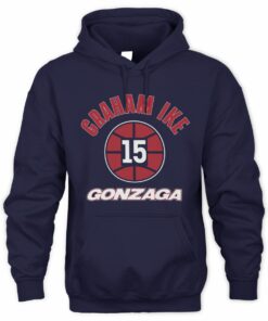 Gonzaga Basketball Graham Ike 15 Name Number Ball Graphic Hoodie