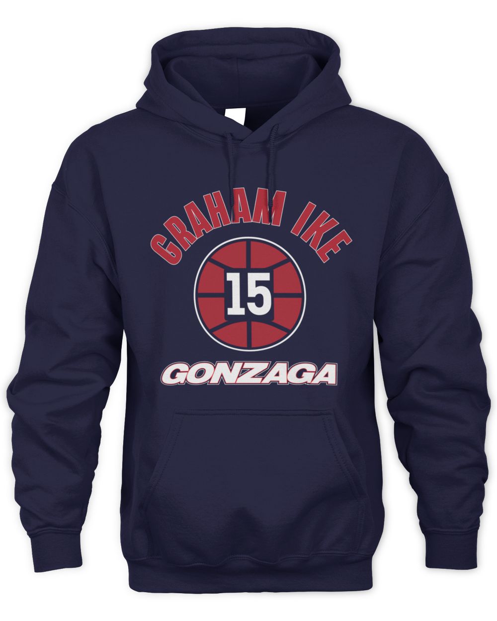 Gonzaga Basketball Graham Ike 15 Name Number Ball Graphic Hoodie