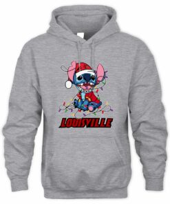 Louisville Cardinals Stitch Santa Christmas Lights Hoodie