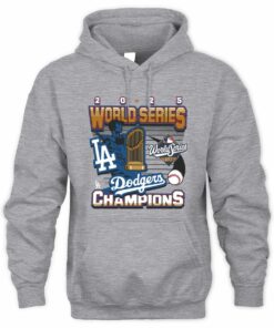 LA Dodgers World Series Champions 2025 Trophy Baseball Fan Hoodie
