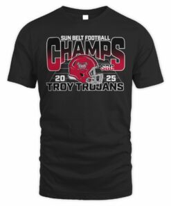 Troy Trojans 2025 Sun Belt Football Champs Helmet T-Shirt