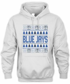 Toronto Blue Jays Christmas Baseball Trees Presents Ugly Sweater Hoodie