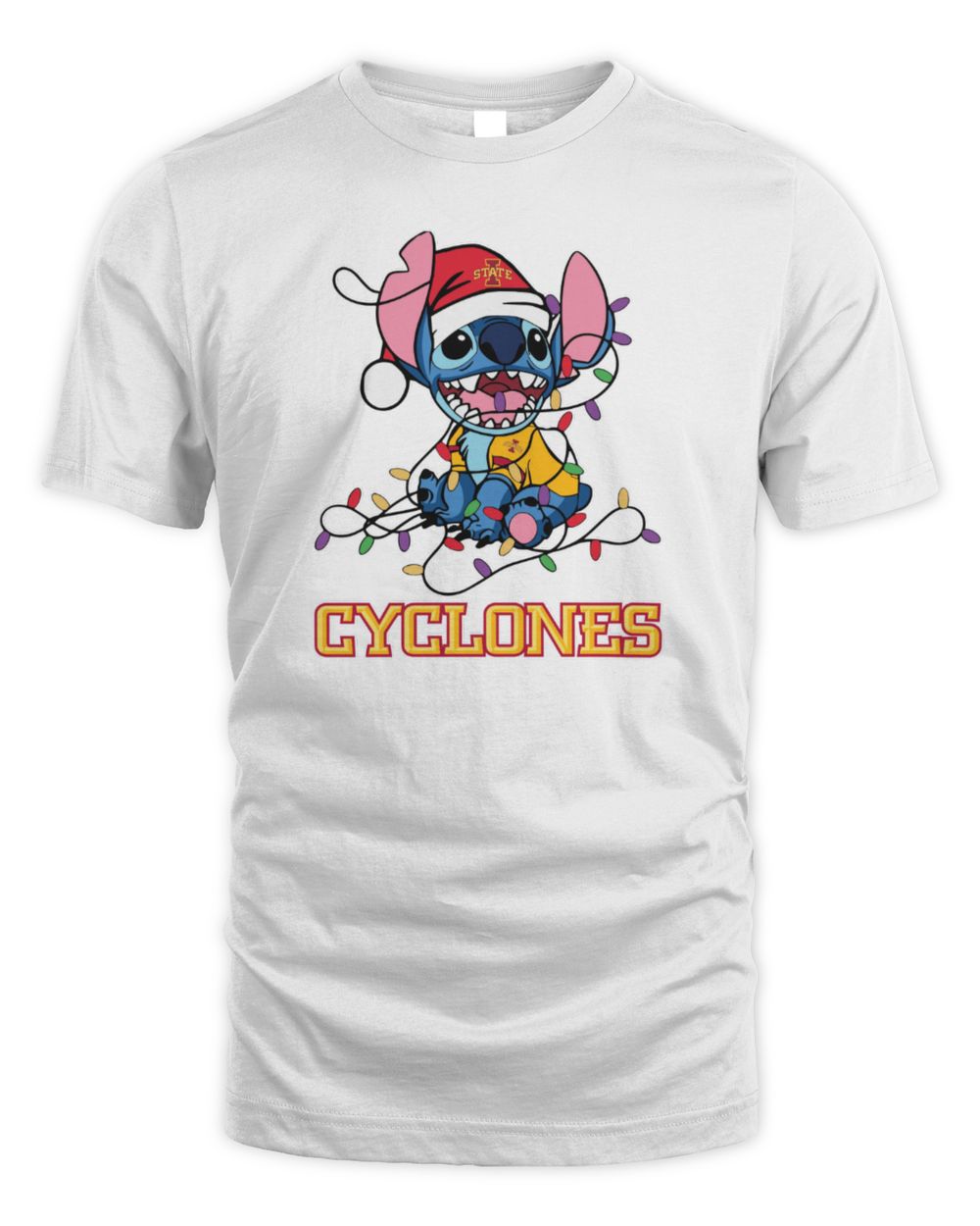 Iowa State Cyclones Cute Stitch Christmas Lights NCAA T-Shirt