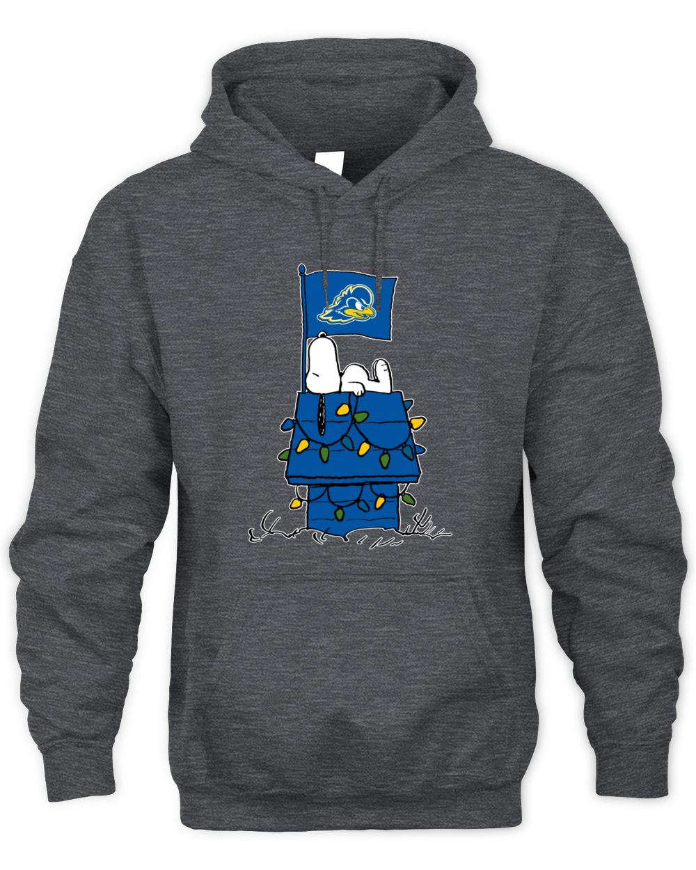 Delaware Blue Hens Snoopy House Christmas Lights Hoodie