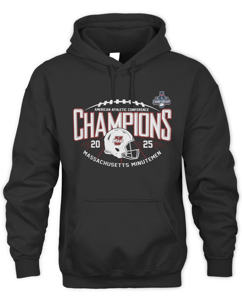 American Athletic Conference Champions Massachusetts Minutemen 2025 Football Helmet Hoodie