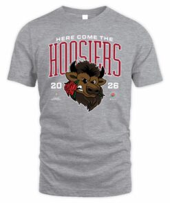 Indiana Hoosiers Grey Homefield 2026 Rose Bowl Bison Rose In Mouth Short Sleeve T Shirt
