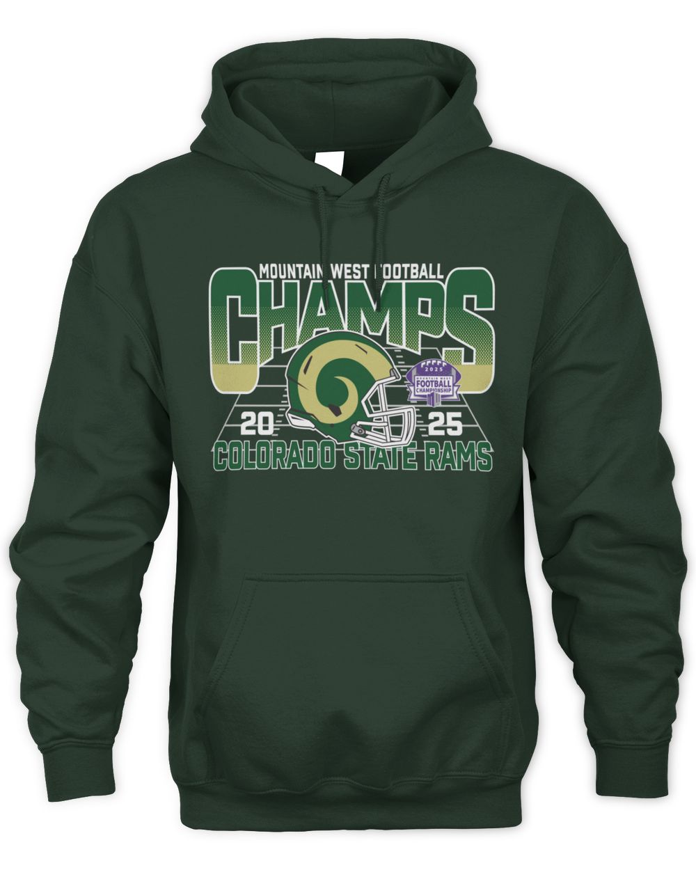 Colorado State Rams 2025 Football Helmet Mountain West Champs Hoodie