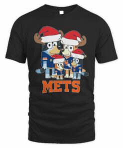 New York Mets Bluey Santa Family Christmas Baseball T-Shirt