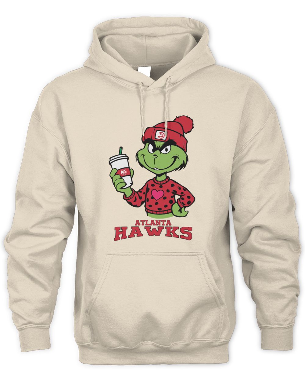 Atlanta Hawks Grinch Christmas Coffee Heart Basketball Holiday Hoodie