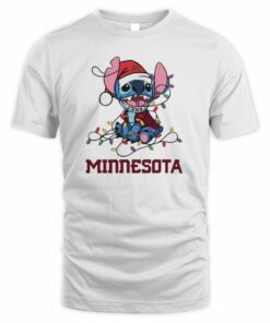 Minnesota Golden Gophers Cute Stitch Christmas Lights NCAA T-Shirt