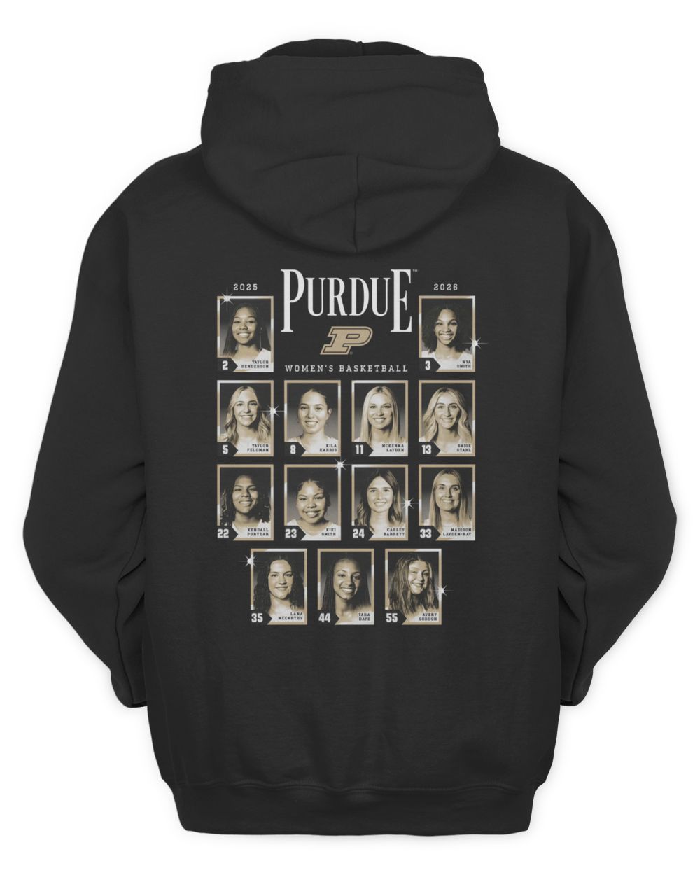Purdue Yearbook Team 2025 2026 Womens Basketball Photo Roster Hoodie