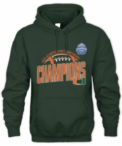 Official Miami Hurricanes 2025 ACC Champions Logo Football Hoodie