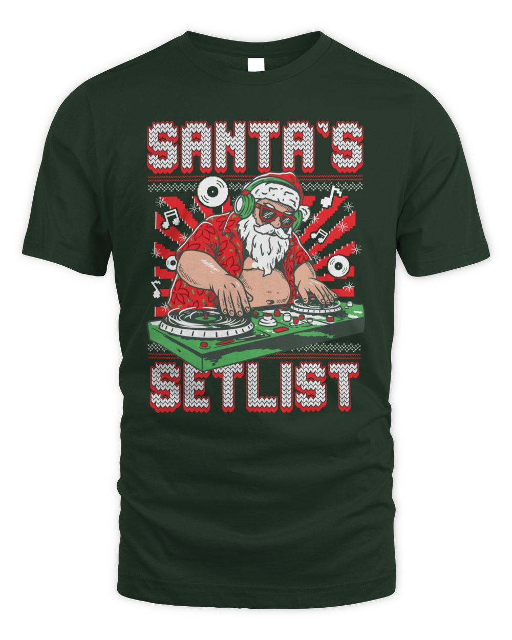 Santa's Setlist Ugly Christmas Barstool T-Shirt