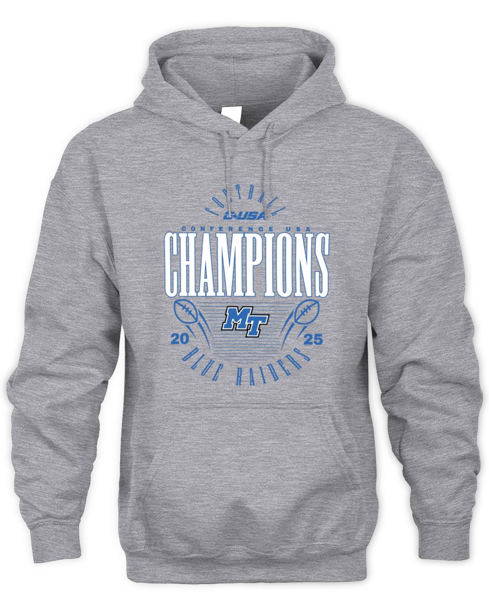 Official Middle Tennessee Blue Raiders Conference USA 2025 Champions Graphic Hoodie